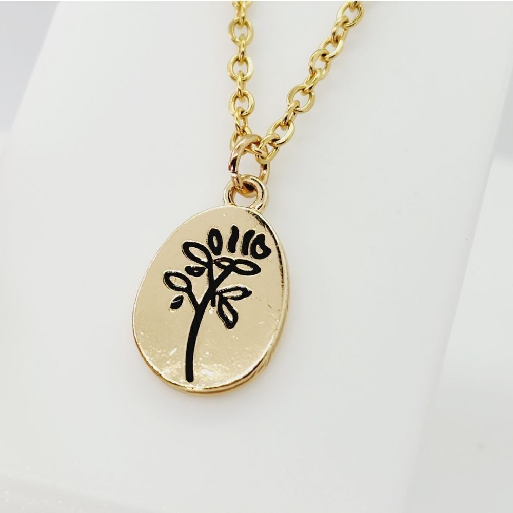 Tiny Cute! Gold Toned Floral Necklace Flowers Jewelry Gift